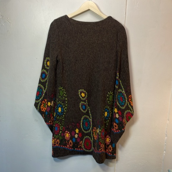 ARYEH Boho Hip Fanciful Long Flare Sleeved Colorful Sweater dress -M- #0029 - Picture 3 of 13